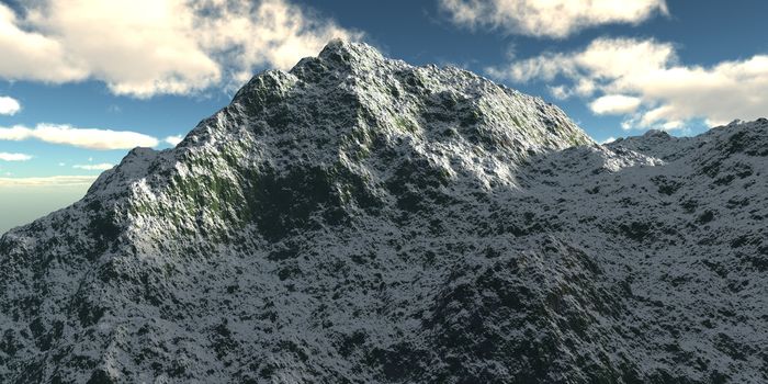 Winter high mountains with snow. 3d illustration