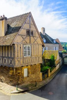 Typical half-timbered old building in Autun, Burgundy, France