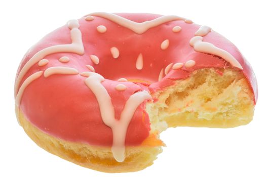 Donut in pink glaze with star decor Isolated on a white background.