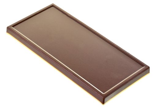 bar of chocolate top view isolated on a white background.