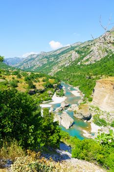 View of the Moraca River and valley. Montenegro