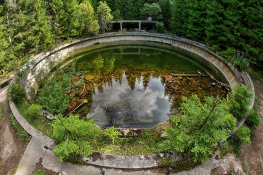 Former the tin mine abd war prison camp Rolava. The prison camp Rolava was established during World War II and there was mined and groomed tin ore. Older name was Sauersack. After the war the mine dilapidated and today there are only ruins. Ore Mountains, Czech Republic.