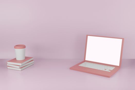 Mock up background/backdrop of laptop in minimal illustration design style- Minimal product background backdrop style design in 3D illustration or 3D rendering