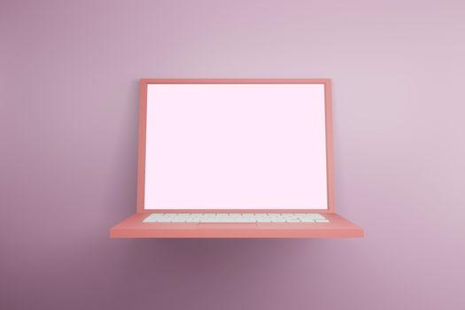 Mock up background/backdrop of laptop in minimal illustration design style- Minimal product background backdrop style design in 3D illustration or 3D rendering