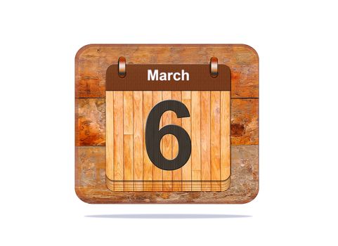 Calendar with the date of March 6.