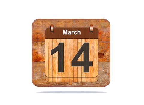 Calendar with the date of March 14.