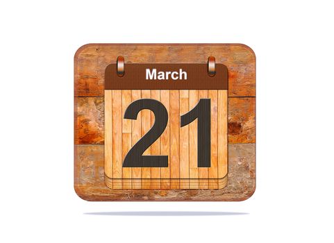 Calendar with the date of March 21.