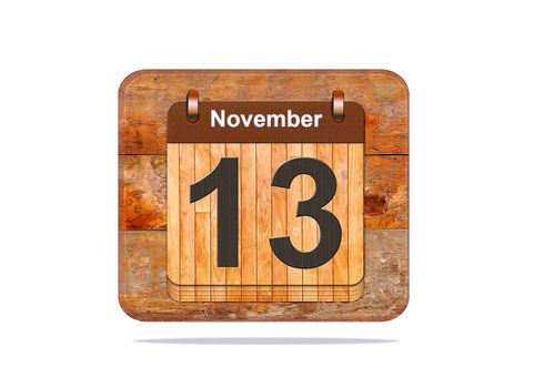 Calendar with the date of November 13.