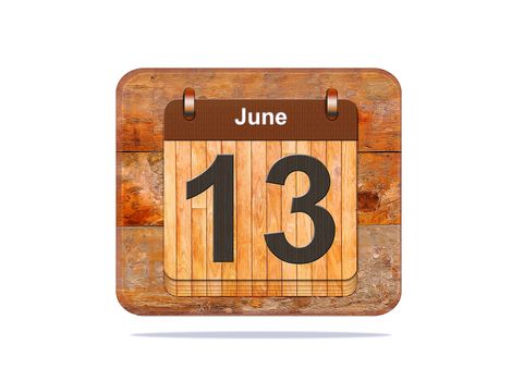 Calendar with the date of June 13.