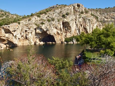 Natural swimming area in Athens in Greece with cliffs