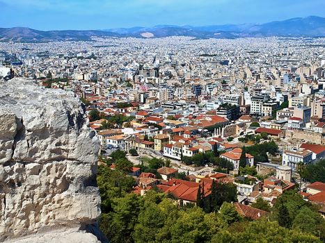 Aerial view of houses and living in Athens in Greece