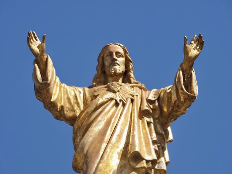 Jesus sculpture outside at the Church of Fatima in the Centro region of Portugal