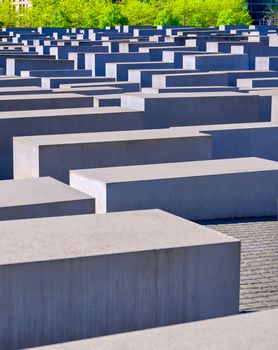 Berlin, Germany - May 5, 2019 - The Memorial to the Murdered Jews of Europe, also known as the Holocaust Memorial, is a memorial in Berlin to the Jewish victims of the Holocaust located in Berlin, Germany.