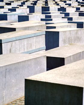 Berlin, Germany - May 5, 2019 - The Memorial to the Murdered Jews of Europe, also known as the Holocaust Memorial, is a memorial in Berlin to the Jewish victims of the Holocaust located in Berlin, Germany.