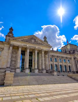 The Reichstag building located in Berlin, Germany which houses the German parliament, the Bundestag.