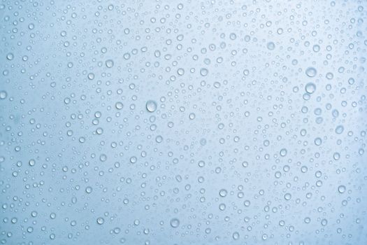 Water drops on a light blue background