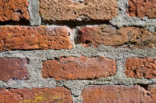 An old brick wall and mortar