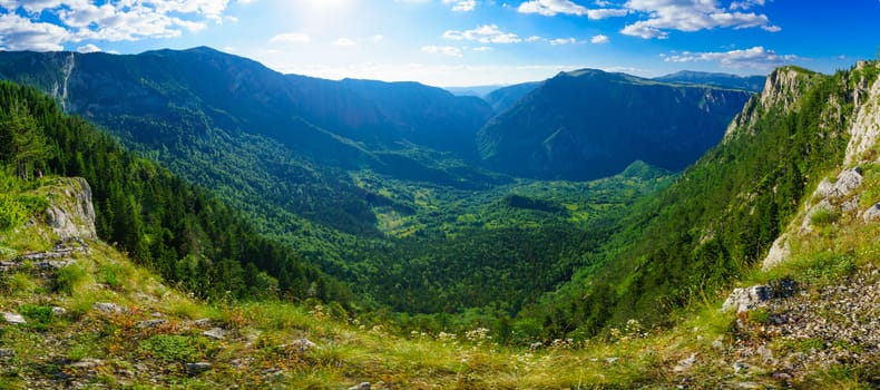 Panoramic landscape view in Durmitor National Park, Northern Montenegro