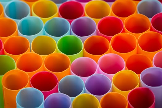 Closeup straws in various designs, color detai blurl art