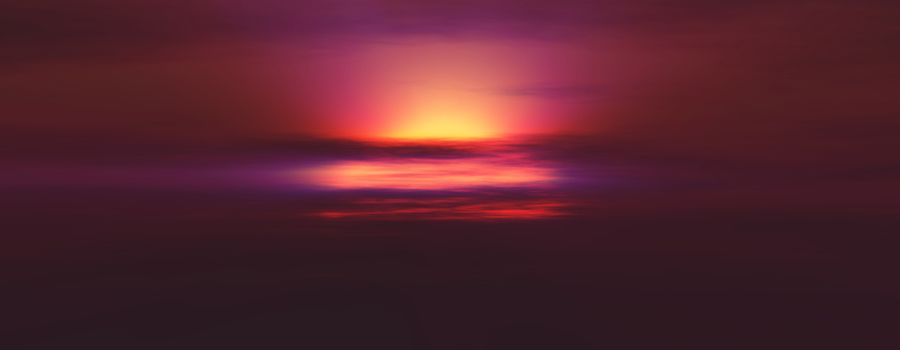 big large sun sunrise sunset, 3d render illustration