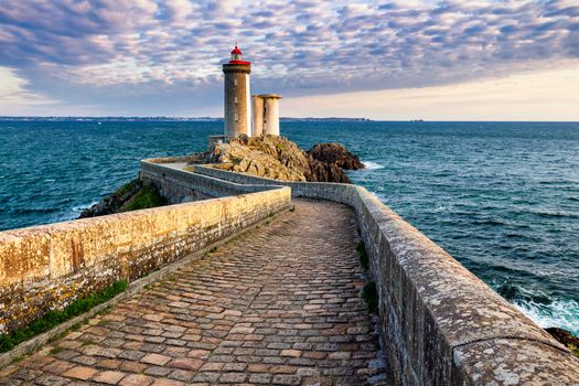 Lighthouse Phare du Petit Minou in Plouzane, Brittany (Bretagne), France.