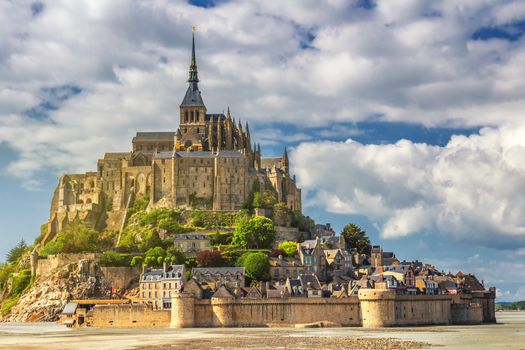 Magnificent Mont Saint Michel cathedral on the island, Normandy, Northern France, Europe