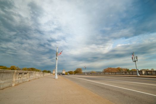 Wide road across Wilkes-Barre Market Street Bridge, Pennsylvania, USA