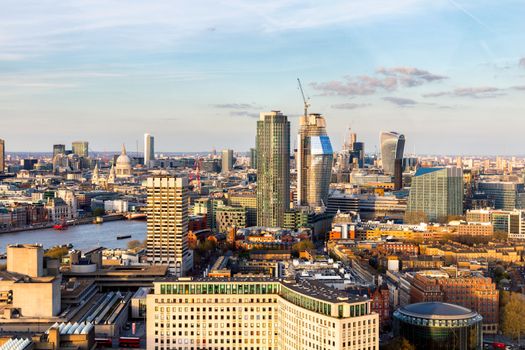 Aerial view of London and the River Thames, UK