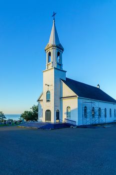 View of the Les Saints-Sept-Freres Catholic church, in Grosses-Roches, Gaspe Peninsula, Quebec, Canada