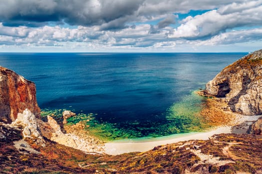 Cap de la Chevre and sea coast in Brittany (Bretagne), France.