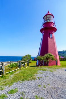 View of the lighthouse of La Martre, Gaspe Peninsula, Quebec, Canada