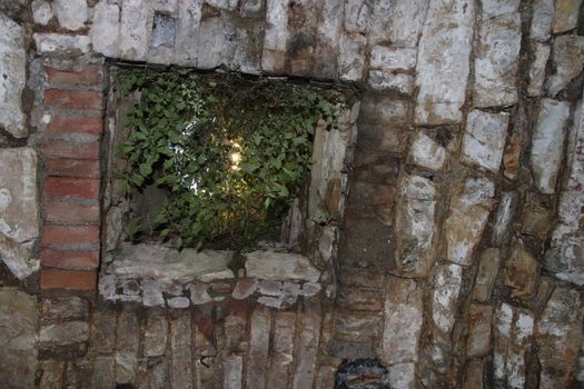 architectural detail in ancient castle in Brescia, a city in northern Italy