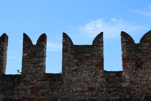 architectural detail in ancient castle in Brescia, a city in northern Italy