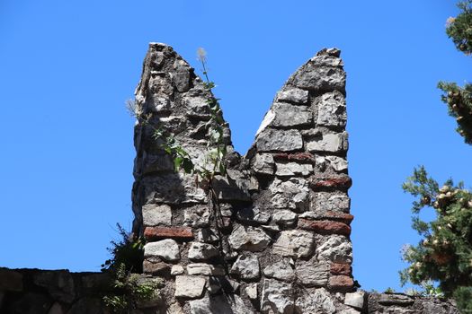 architectural detail in ancient castle in Brescia, a city in northern Italy