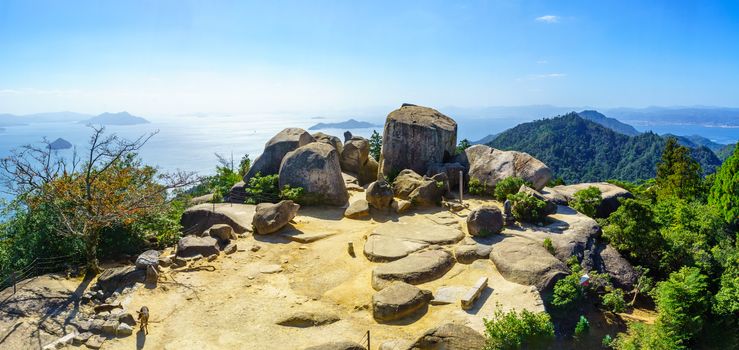 Panoramic view of the top of Mount Misen, in Miyajima (Itsukushima) Island, Japan