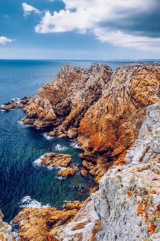 Pointe du Pen-Hir on the Crozon peninsula, Finistere department, Camaret-sur-Mer, Parc naturel regional d'Armorique. Brittany (Bretagne), France.