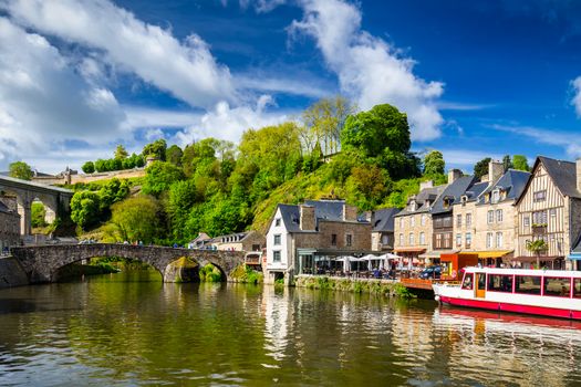 The picturesque medieval port of Dinan on the Rance Estuary, Brittany (Bretagne), France