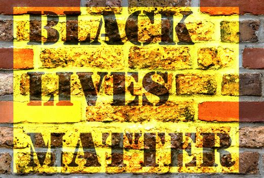 Black Lives Matter slogan anti Black racism african American stencil in abstract background with brick wall grunge can use like vintage wallpaper