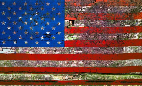 United States of America Flag of the USA brickwall empty wall stone texture background