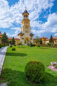 Bell Tower of Coronation Cathedral in Alba Carolina Citadel, Alba Iulia, Romania