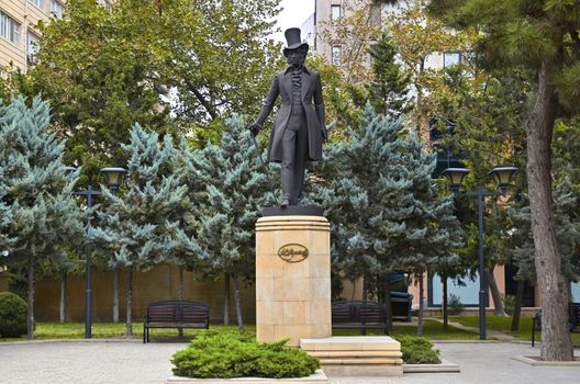 15-10-2018 Baku.Azerbaijan.Monument to the great Russian poet and writer Alexander Pushkin located in one of the parks of Baku