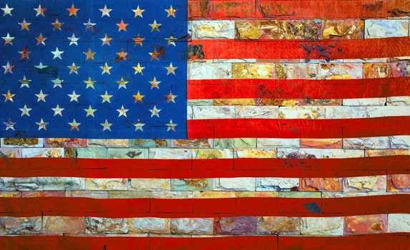 Texture bricks United States of America Flag of the USA Cement Wall Fence Stone