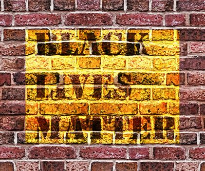 Black Lives Matter slogan anti Black racism african American stencil in brick wall square red texture background