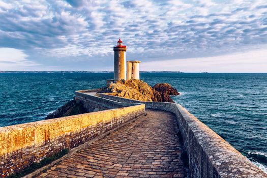 Lighthouse Phare du Petit Minou in Plouzane, Brittany (Bretagne), France.