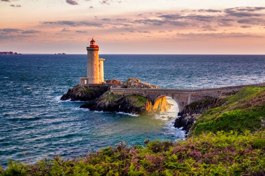 Lighthouse Phare du Petit Minou in Plouzane, Brittany (Bretagne), France.