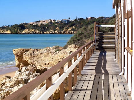 Beautiful seascape at Praia da Oura in Albufeira at the Algarve coast of Portugal