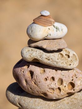 Stack of stones for balance and harmony in bright colors
