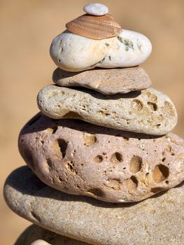 Stack of stones for balance and harmony in bright colors