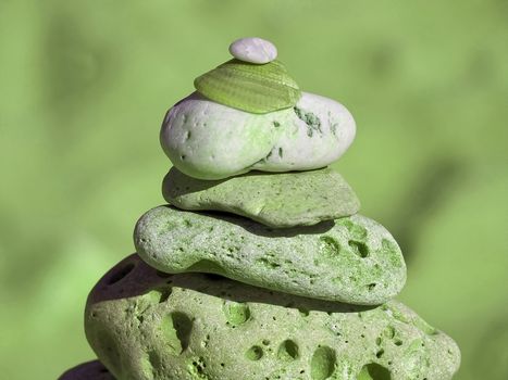 Stack of stones for balance and harmony in bright colors