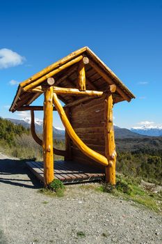 A bus station on the road, in Patagonia, near Bariloche, Argentina